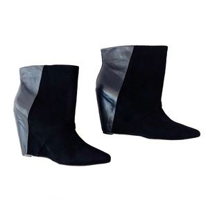 ALDO Black leather & suede, hidden wedge bootie